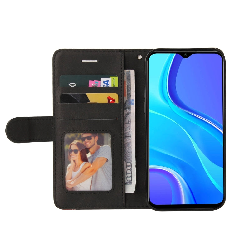 For Xiaomi Redmi 9 Dual-color Splicing Horizontal Flip PU Leather Case with Holder & Card Slots & Wallet