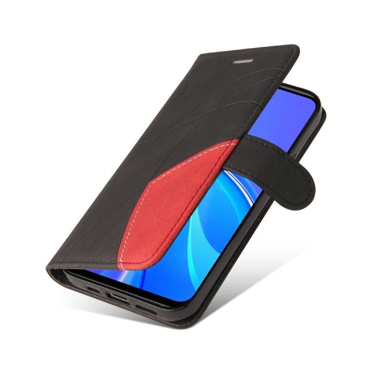 For Xiaomi Redmi 9 Dual-color Splicing Horizontal Flip PU Leather Case with Holder & Card Slots & Wallet
