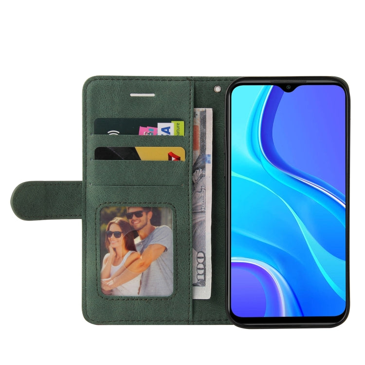 For Xiaomi Redmi 9 Dual-color Splicing Horizontal Flip PU Leather Case with Holder & Card Slots & Wallet