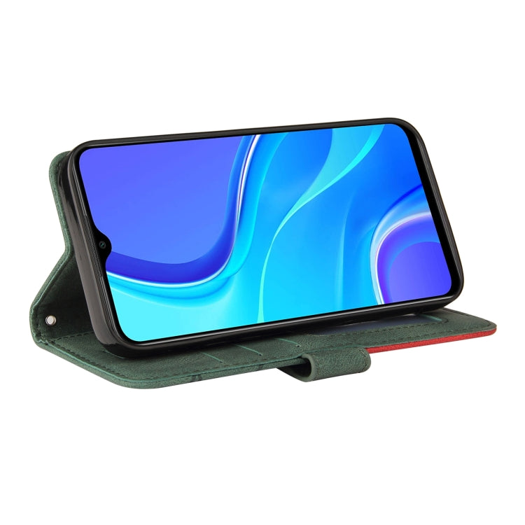 For Xiaomi Redmi 9 Dual-color Splicing Horizontal Flip PU Leather Case with Holder & Card Slots & Wallet