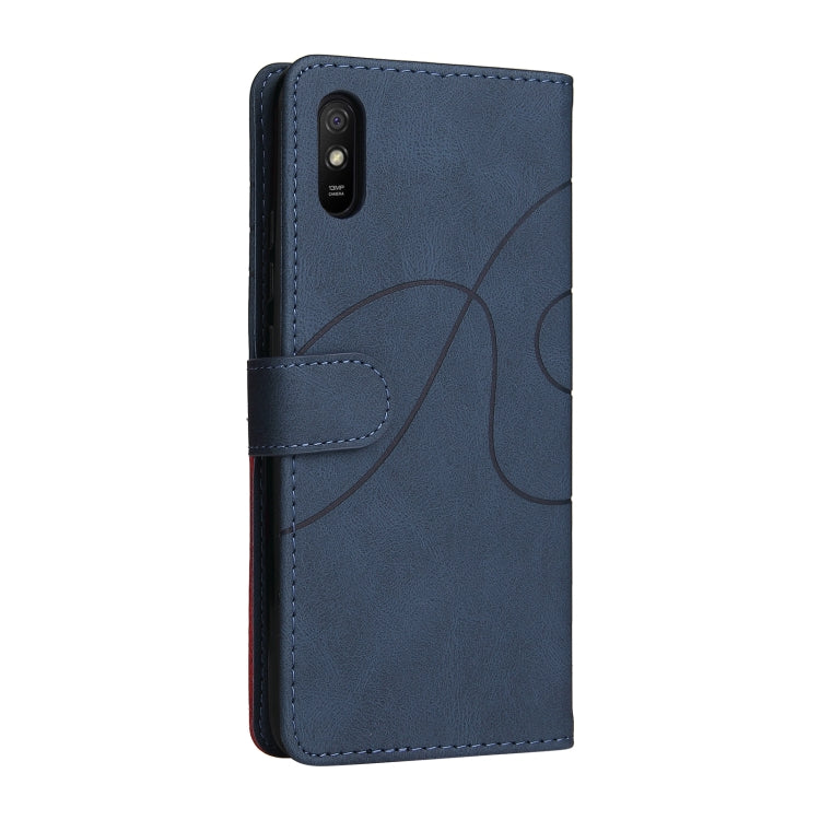 For Xiaomi Redmi 9A Dual-color Splicing Horizontal Flip PU Leather Case with Holder & Card Slots & Wallet
