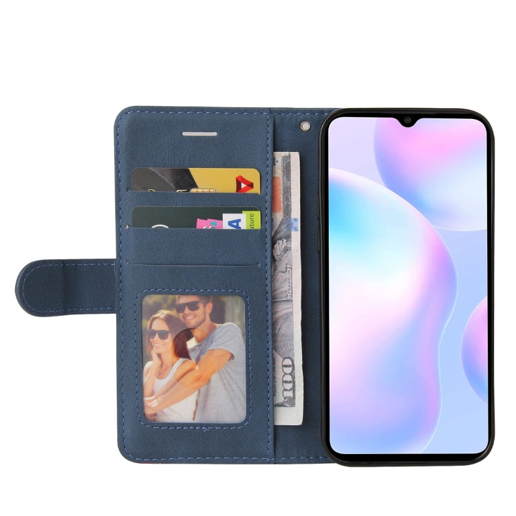 For Xiaomi Redmi 9A Dual-color Splicing Horizontal Flip PU Leather Case with Holder & Card Slots & Wallet