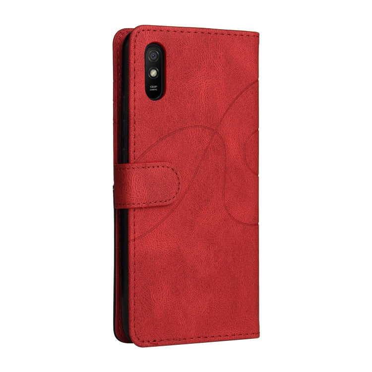 For Xiaomi Redmi 9A Dual-color Splicing Horizontal Flip PU Leather Case with Holder & Card Slots & Wallet