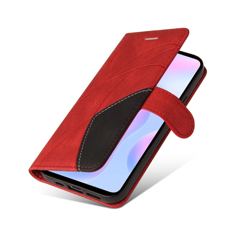 For Xiaomi Redmi 9A Dual-color Splicing Horizontal Flip PU Leather Case with Holder & Card Slots & Wallet