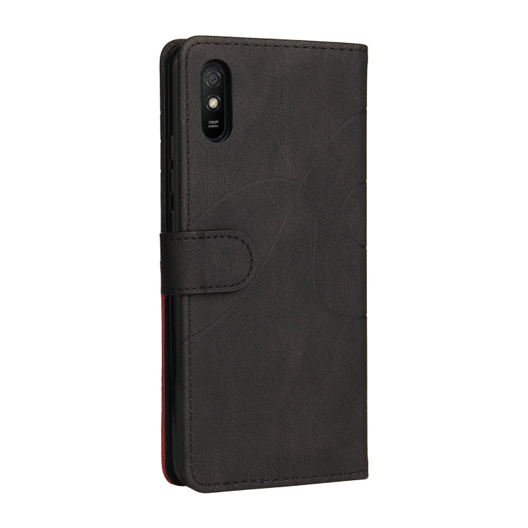 For Xiaomi Redmi 9A Dual-color Splicing Horizontal Flip PU Leather Case with Holder & Card Slots & Wallet