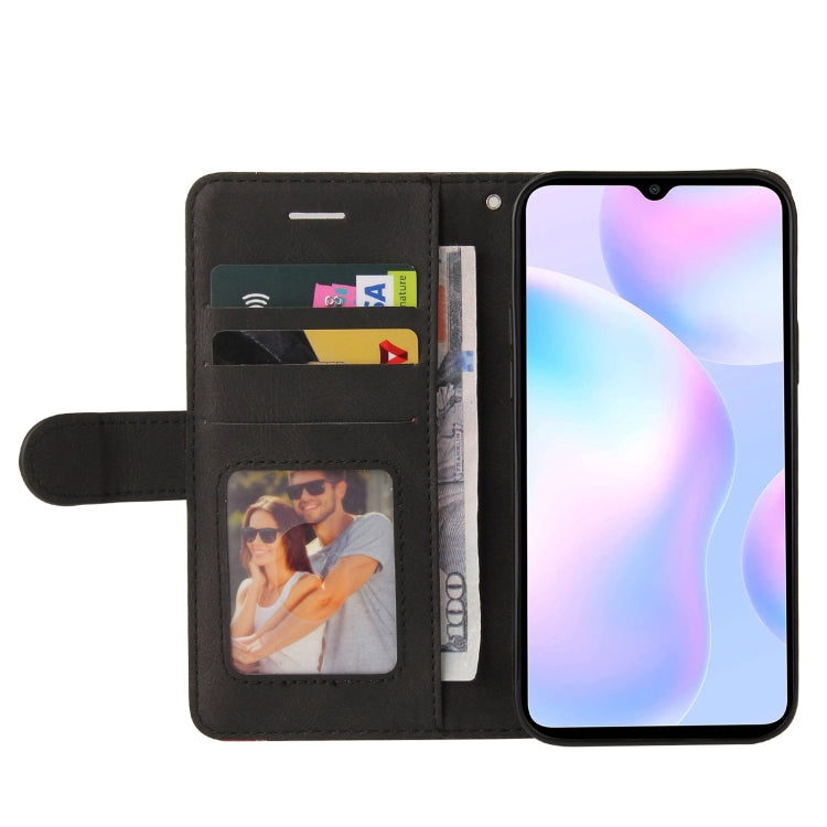 For Xiaomi Redmi 9A Dual-color Splicing Horizontal Flip PU Leather Case with Holder & Card Slots & Wallet