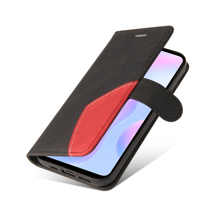 For Xiaomi Redmi 9A Dual-color Splicing Horizontal Flip PU Leather Case with Holder & Card Slots & Wallet