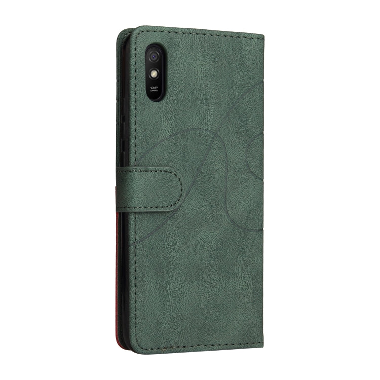 For Xiaomi Redmi 9A Dual-color Splicing Horizontal Flip PU Leather Case with Holder & Card Slots & Wallet