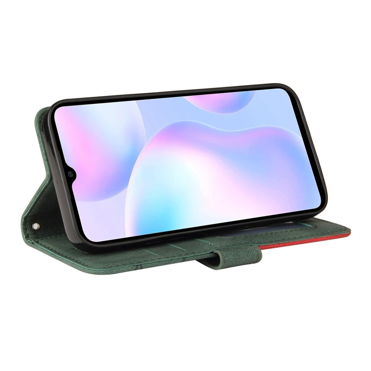 For Xiaomi Redmi 9A Dual-color Splicing Horizontal Flip PU Leather Case with Holder & Card Slots & Wallet