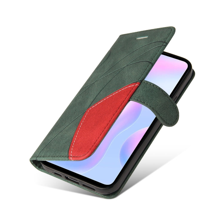 For Xiaomi Redmi 9A Dual-color Splicing Horizontal Flip PU Leather Case with Holder & Card Slots & Wallet