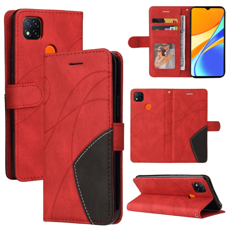 For Xiaomi Redmi 9C Dual-color Splicing Horizontal Flip PU Leather Case with Holder & Card Slots & Wallet