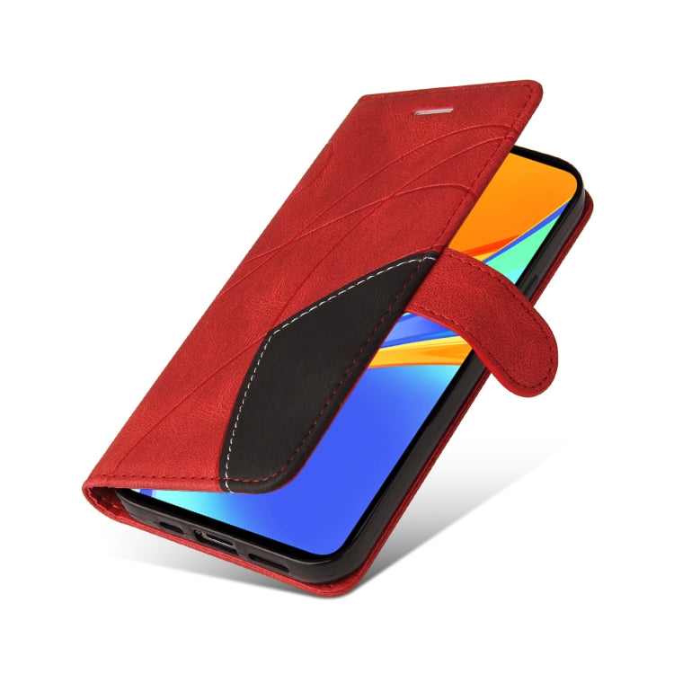 For Xiaomi Redmi 9C Dual-color Splicing Horizontal Flip PU Leather Case with Holder & Card Slots & Wallet