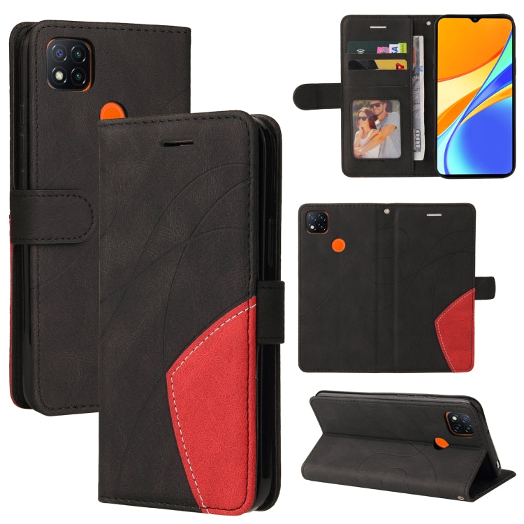 For Xiaomi Redmi 9C Dual-color Splicing Horizontal Flip PU Leather Case with Holder & Card Slots & Wallet