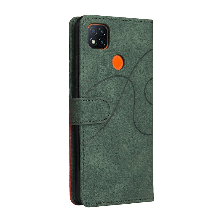 For Xiaomi Redmi 9C Dual-color Splicing Horizontal Flip PU Leather Case with Holder & Card Slots & Wallet