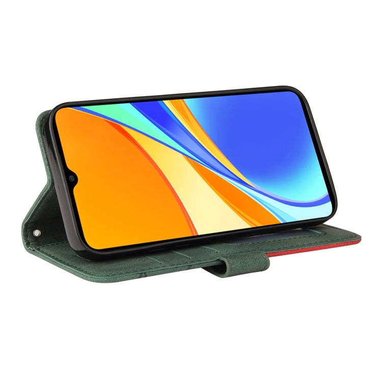 For Xiaomi Redmi 9C Dual-color Splicing Horizontal Flip PU Leather Case with Holder & Card Slots & Wallet