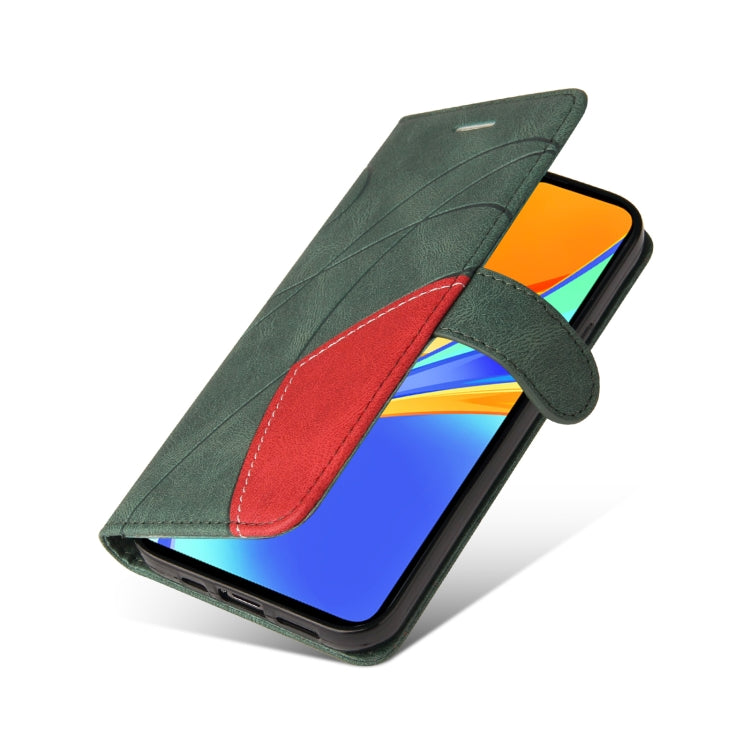 For Xiaomi Redmi 9C Dual-color Splicing Horizontal Flip PU Leather Case with Holder & Card Slots & Wallet