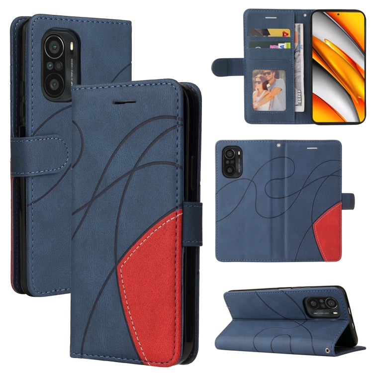 For Xiaomi Redmi K40 / K40 Pro / Poco F3 Dual-color Splicing Horizontal Flip PU Leather Case with Holder & Card Slots & Wallet