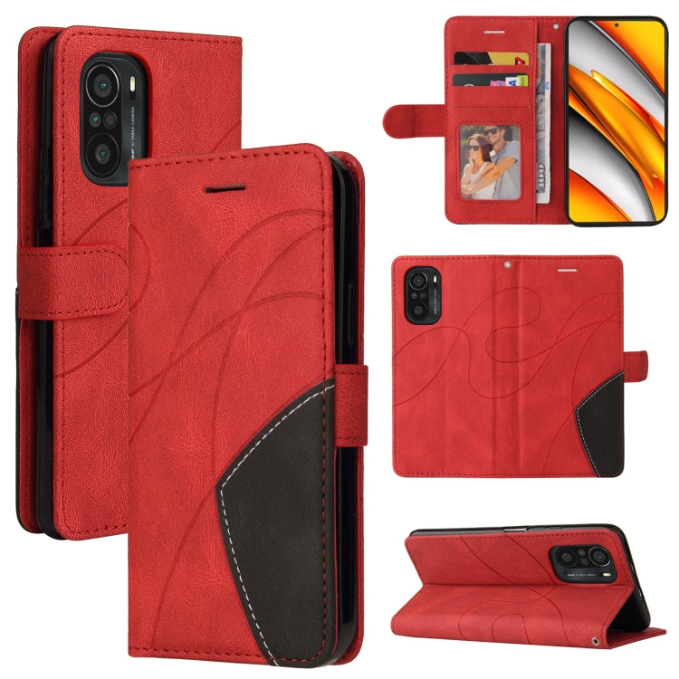 For Xiaomi Redmi K40 / K40 Pro / Poco F3 Dual-color Splicing Horizontal Flip PU Leather Case with Holder & Card Slots & Wallet