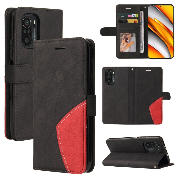 For Xiaomi Redmi K40 / K40 Pro / Poco F3 Dual-color Splicing Horizontal Flip PU Leather Case with Holder & Card Slots & Wallet