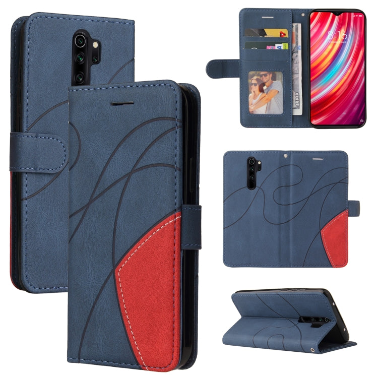 For Xiaomi Redmi Note 8 Pro Dual-color Splicing Horizontal Flip PU Leather Case with Holder & Card Slots & Wallet