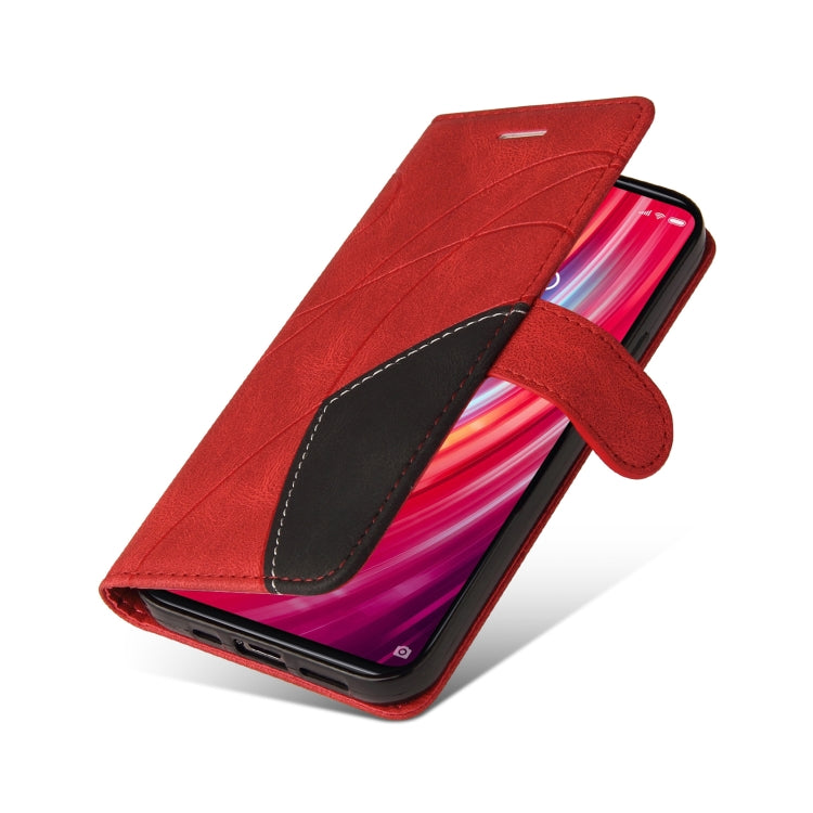 For Xiaomi Redmi Note 8 Pro Dual-color Splicing Horizontal Flip PU Leather Case with Holder & Card Slots & Wallet