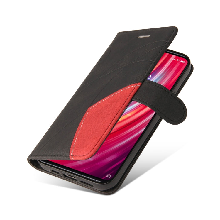 For Xiaomi Redmi Note 8 Pro Dual-color Splicing Horizontal Flip PU Leather Case with Holder & Card Slots & Wallet