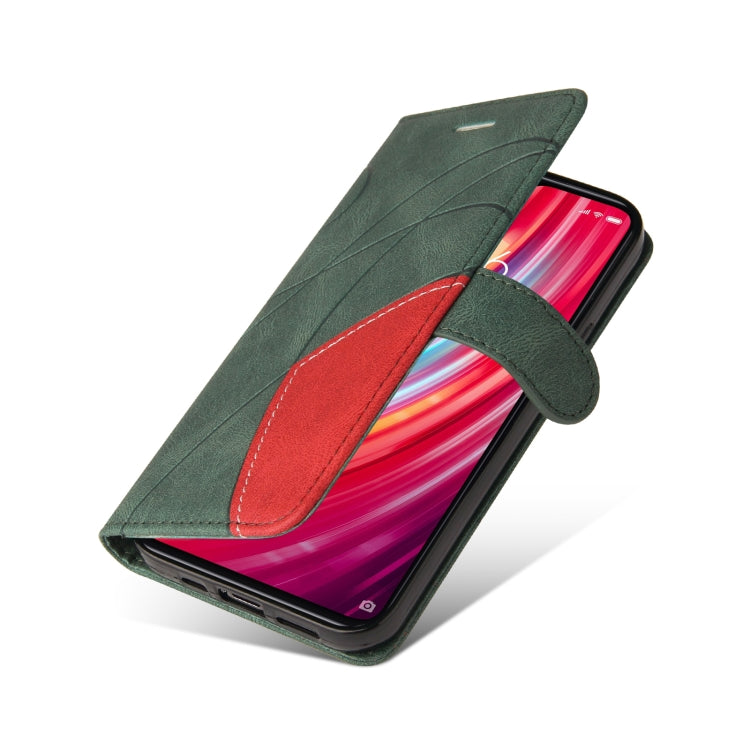 For Xiaomi Redmi Note 8 Pro Dual-color Splicing Horizontal Flip PU Leather Case with Holder & Card Slots & Wallet