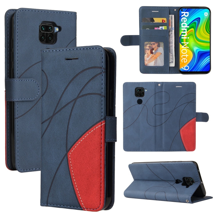 For Xiaomi Redmi Note 9 Dual-color Splicing Horizontal Flip PU Leather Case with Holder & Card Slots & Wallet