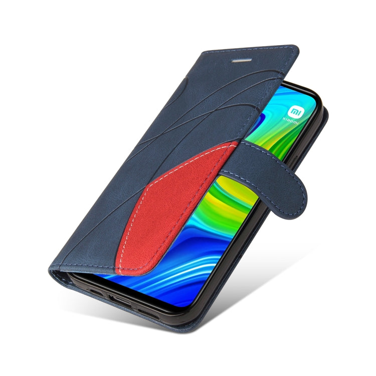For Xiaomi Redmi Note 9 Dual-color Splicing Horizontal Flip PU Leather Case with Holder & Card Slots & Wallet