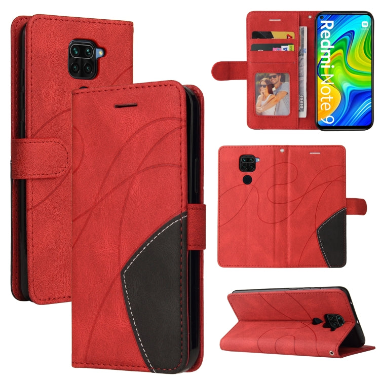 For Xiaomi Redmi Note 9 Dual-color Splicing Horizontal Flip PU Leather Case with Holder & Card Slots & Wallet