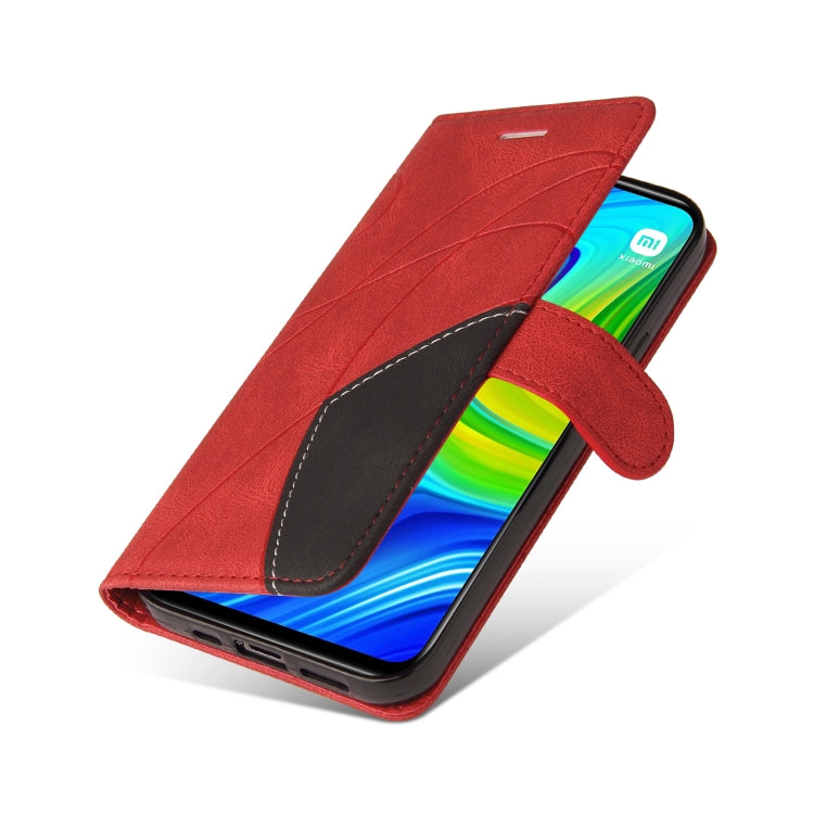 For Xiaomi Redmi Note 9 Dual-color Splicing Horizontal Flip PU Leather Case with Holder & Card Slots & Wallet