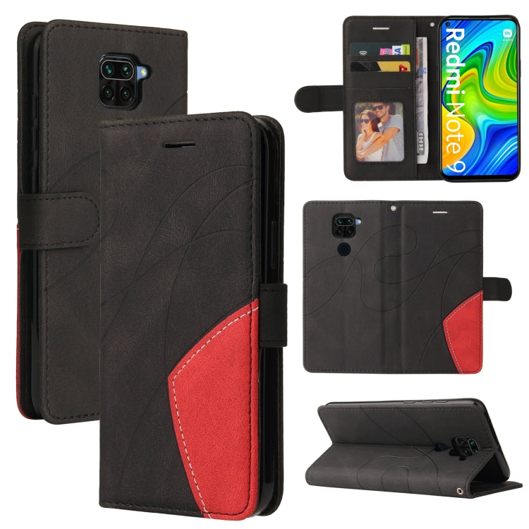 For Xiaomi Redmi Note 9 Dual-color Splicing Horizontal Flip PU Leather Case with Holder & Card Slots & Wallet