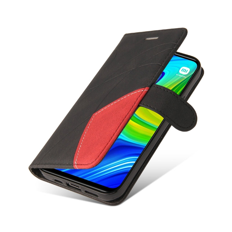 For Xiaomi Redmi Note 9 Dual-color Splicing Horizontal Flip PU Leather Case with Holder & Card Slots & Wallet