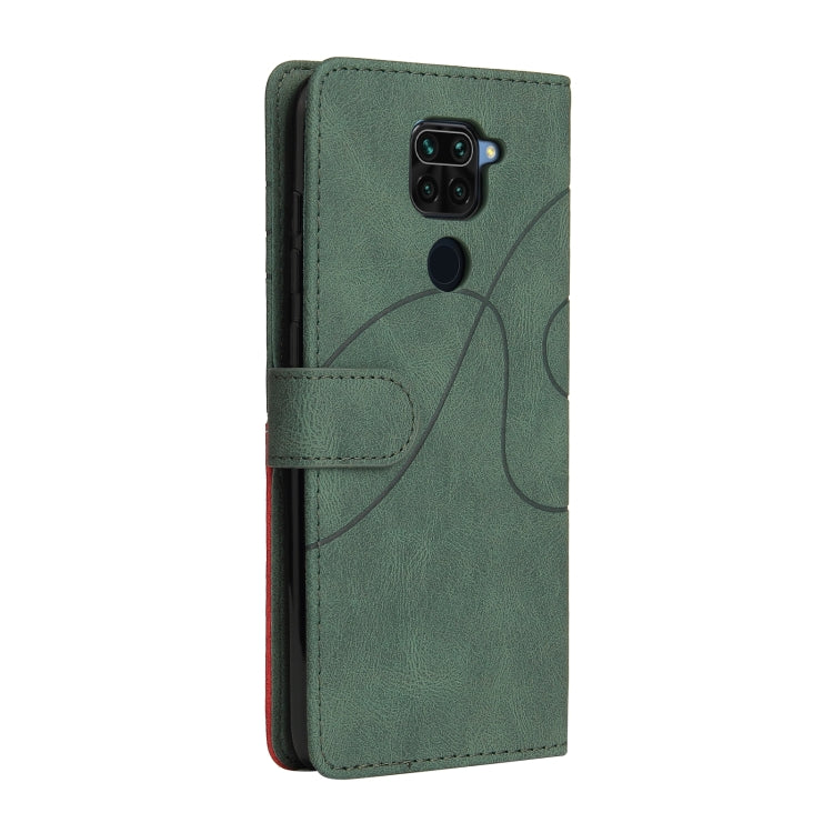 For Xiaomi Redmi Note 9 Dual-color Splicing Horizontal Flip PU Leather Case with Holder & Card Slots & Wallet