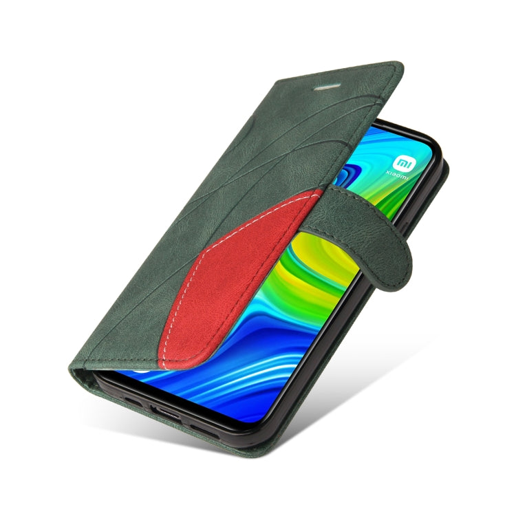For Xiaomi Redmi Note 9 Dual-color Splicing Horizontal Flip PU Leather Case with Holder & Card Slots & Wallet