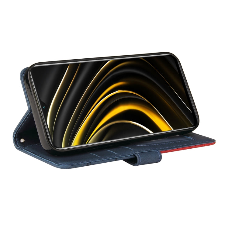 For Xiaomi Poco M3/Redmi Note 9 4G CN Version Dual-color Splicing Horizontal Flip PU Leather Case with Holder & Card Slots & Wallet