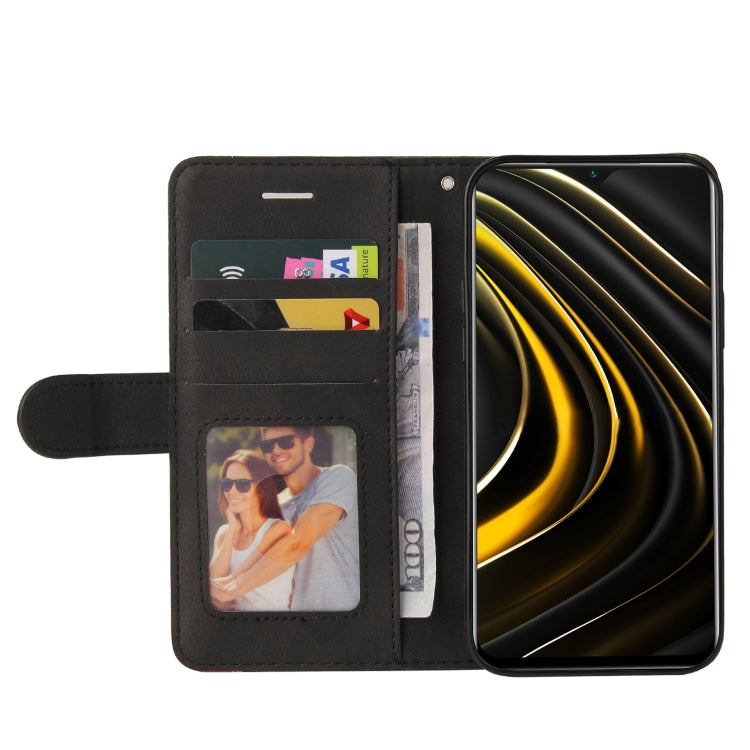 For Xiaomi Poco M3/Redmi Note 9 4G CN Version Dual-color Splicing Horizontal Flip PU Leather Case with Holder & Card Slots & Wallet