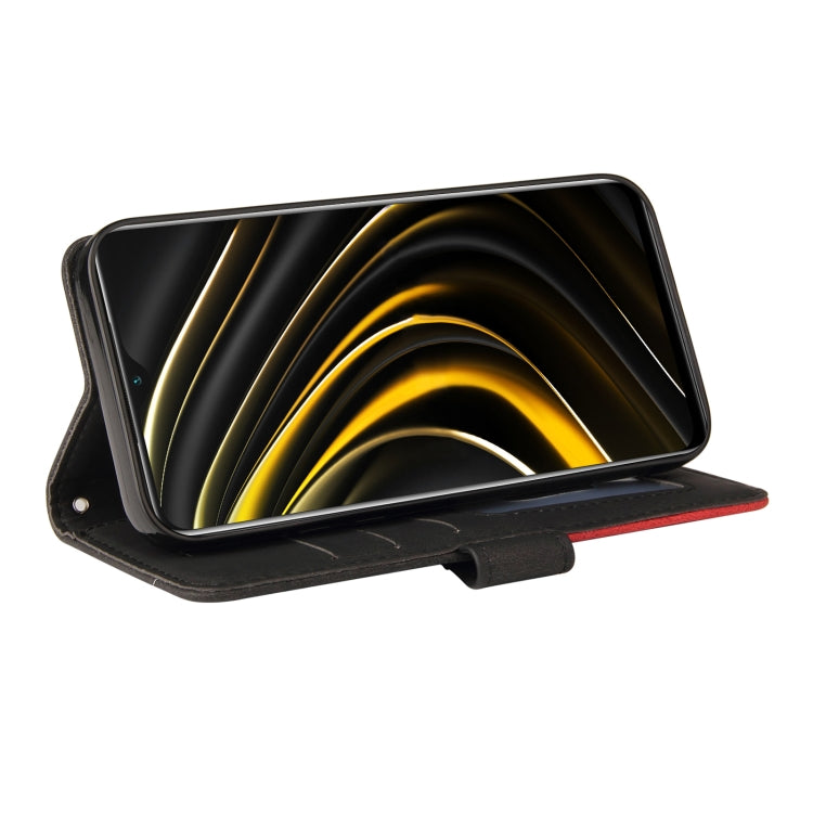 For Xiaomi Poco M3/Redmi Note 9 4G CN Version Dual-color Splicing Horizontal Flip PU Leather Case with Holder & Card Slots & Wallet