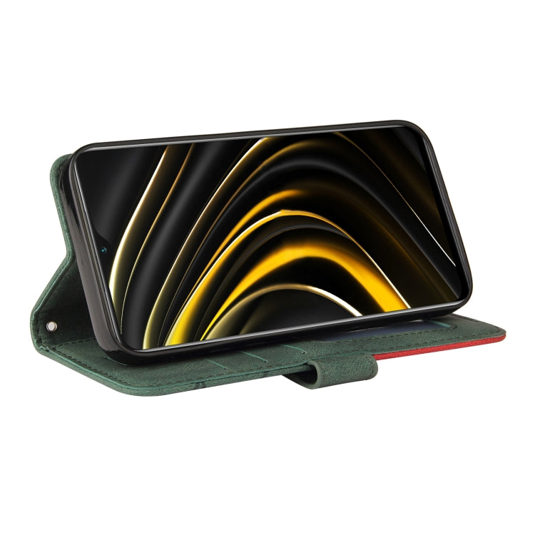 For Xiaomi Poco M3/Redmi Note 9 4G CN Version Dual-color Splicing Horizontal Flip PU Leather Case with Holder & Card Slots & Wallet