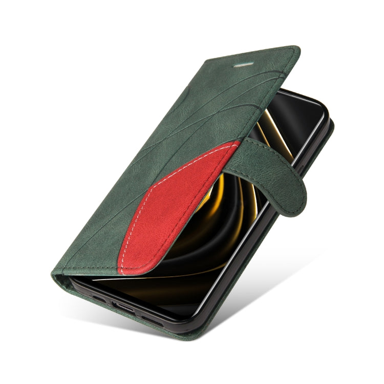 For Xiaomi Poco M3/Redmi Note 9 4G CN Version Dual-color Splicing Horizontal Flip PU Leather Case with Holder & Card Slots & Wallet