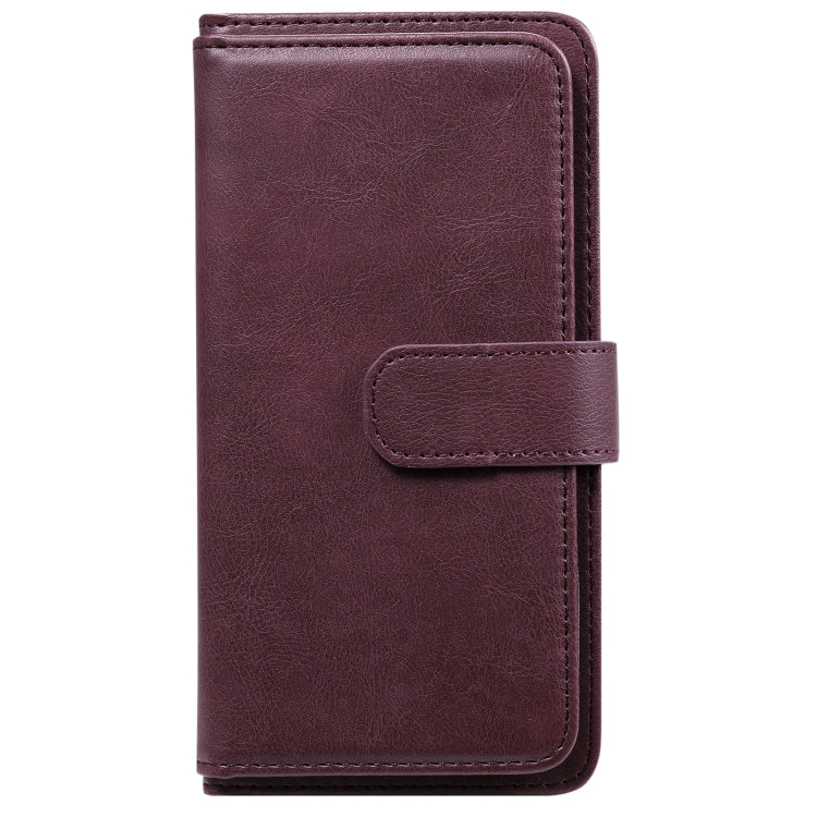 For Xiaomi Redmi K40 Multifunctional Magnetic Copper Buckle Horizontal Flip Solid Color Leather Case with 10 Card Slots & Wallet & Holder & Photo Frame