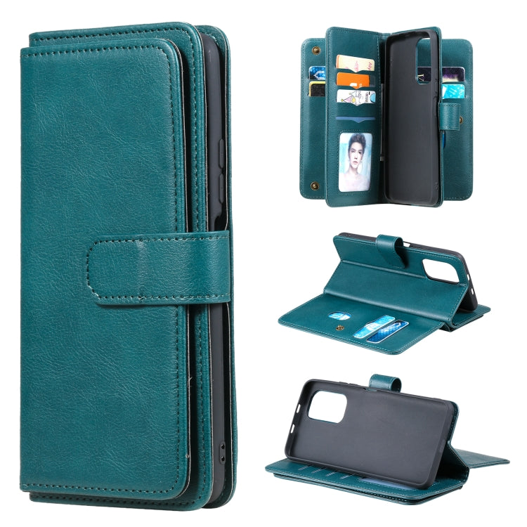 For Xiaomi Redmi K40 Multifunctional Magnetic Copper Buckle Horizontal Flip Solid Color Leather Case with 10 Card Slots & Wallet & Holder & Photo Frame