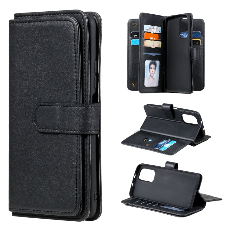 For Xiaomi Redmi K40 Multifunctional Magnetic Copper Buckle Horizontal Flip Solid Color Leather Case with 10 Card Slots & Wallet & Holder & Photo Frame