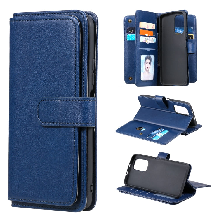 For Xiaomi Redmi K40 Multifunctional Magnetic Copper Buckle Horizontal Flip Solid Color Leather Case with 10 Card Slots & Wallet & Holder & Photo Frame