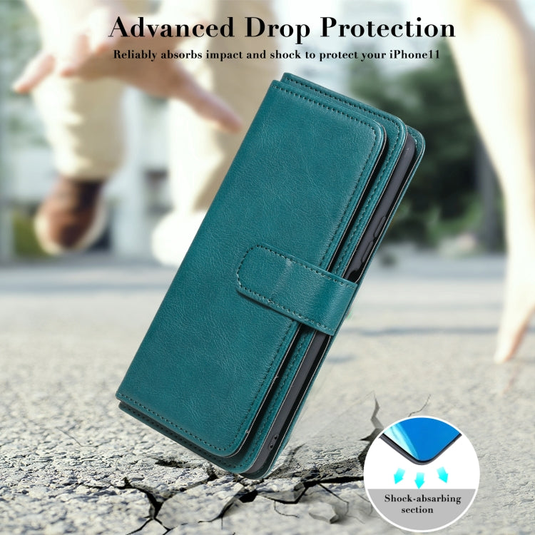 For Xiaomi Redmi K40 Multifunctional Magnetic Copper Buckle Horizontal Flip Solid Color Leather Case with 10 Card Slots & Wallet & Holder & Photo Frame