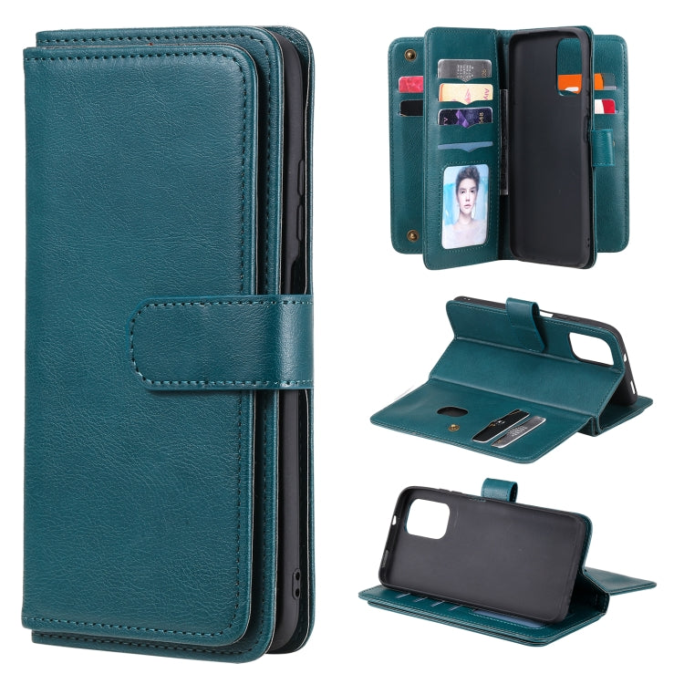 For Xiaomi Redmi Note 10 4G Multifunctional Magnetic Copper Buckle Horizontal Flip Solid Color Leather Case with 10 Card Slots & Wallet & Holder & Photo Frame