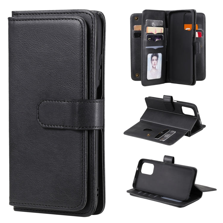 For Xiaomi Redmi Note 10 4G Multifunctional Magnetic Copper Buckle Horizontal Flip Solid Color Leather Case with 10 Card Slots & Wallet & Holder & Photo Frame