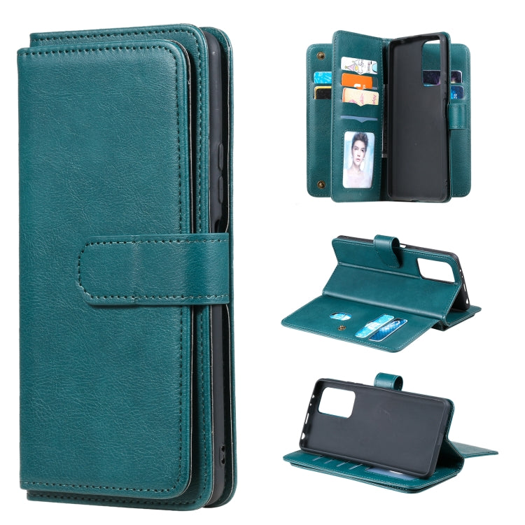 For Xiaomi Redmi Note 10 Pro Multifunctional Magnetic Copper Buckle Horizontal Flip Solid Color Leather Case with 10 Card Slots & Wallet & Holder & Photo Frame
