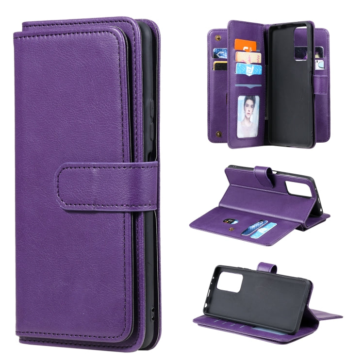 For Xiaomi Redmi Note 10 Pro Multifunctional Magnetic Copper Buckle Horizontal Flip Solid Color Leather Case with 10 Card Slots & Wallet & Holder & Photo Frame