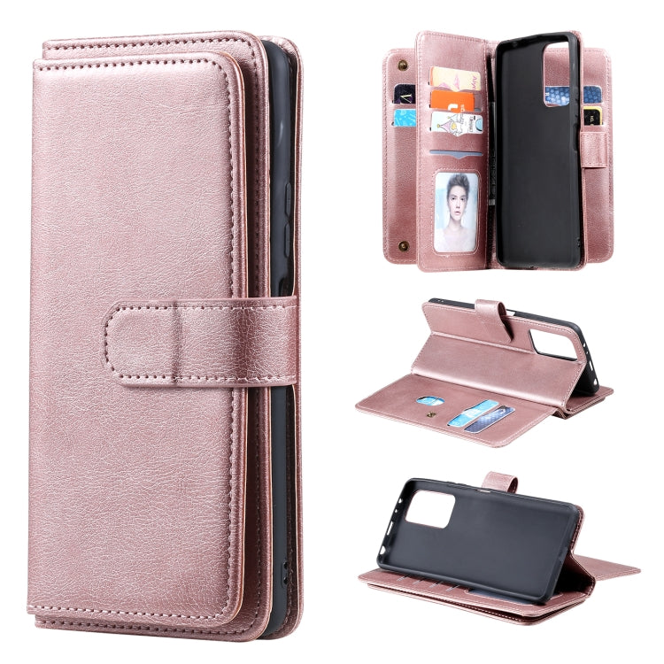 For Xiaomi Redmi Note 10 Pro Multifunctional Magnetic Copper Buckle Horizontal Flip Solid Color Leather Case with 10 Card Slots & Wallet & Holder & Photo Frame